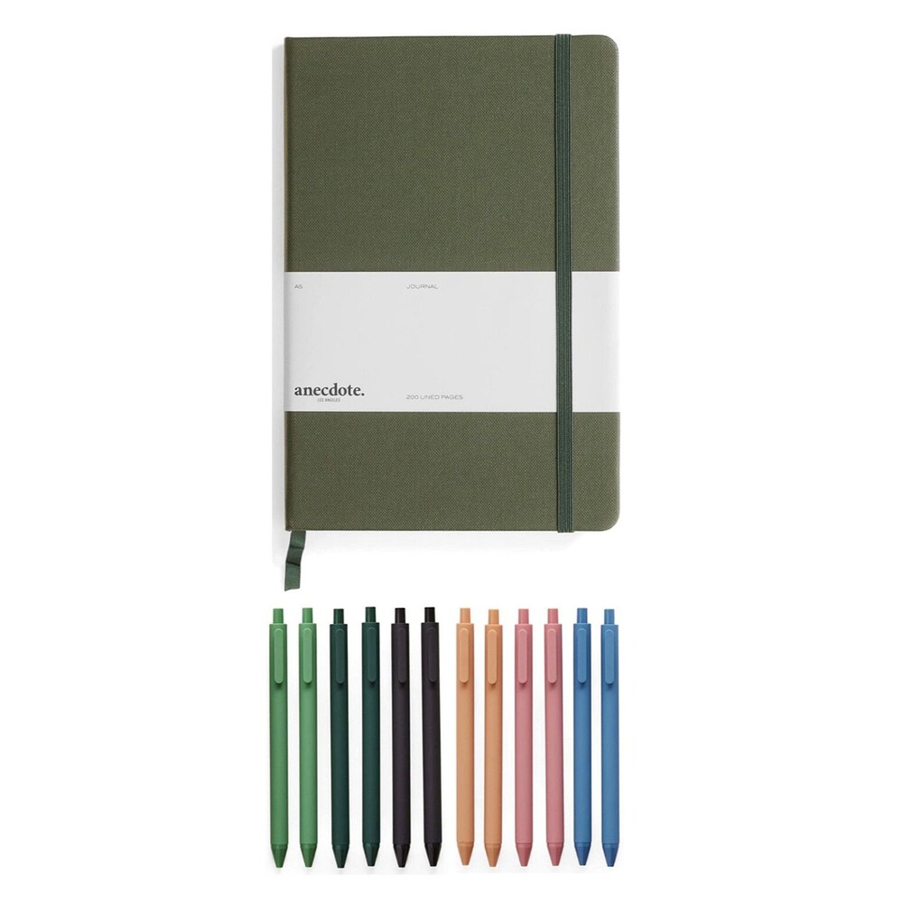 Lined Notebook Journal Ruled & Lined Pages, Hardcover, A5 with 12 Gel Pens